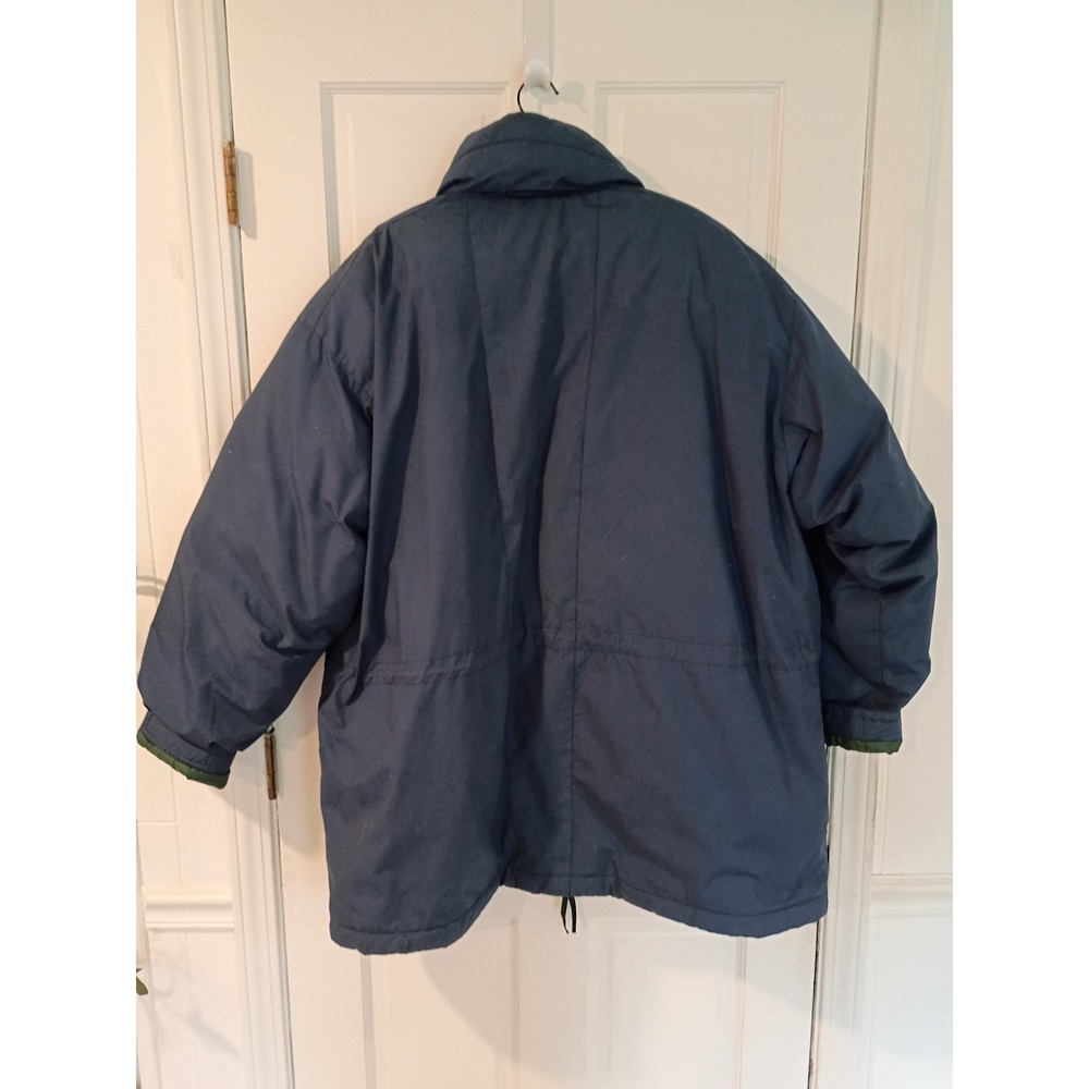 St Johns Bay Mens XXL Down Filled Winter Parka Jacket Navy Blue Green Puffer - Picture 3 of 4